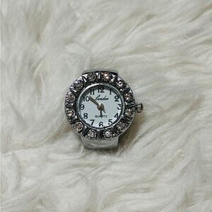 Stainless Steel Watch Ring with Crystal Accents